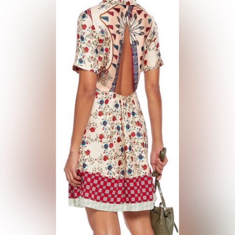 Sandro Ayeon Multicolor Floral Patterned Dress: Open Back Detail